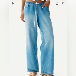 H&M denim draw string wide leg pants size M